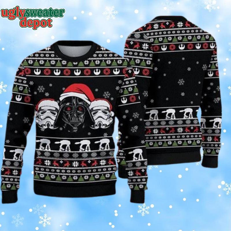 Star Wars Santa Hat Darth Vader Snowflakes Ugly Christmas Sweater