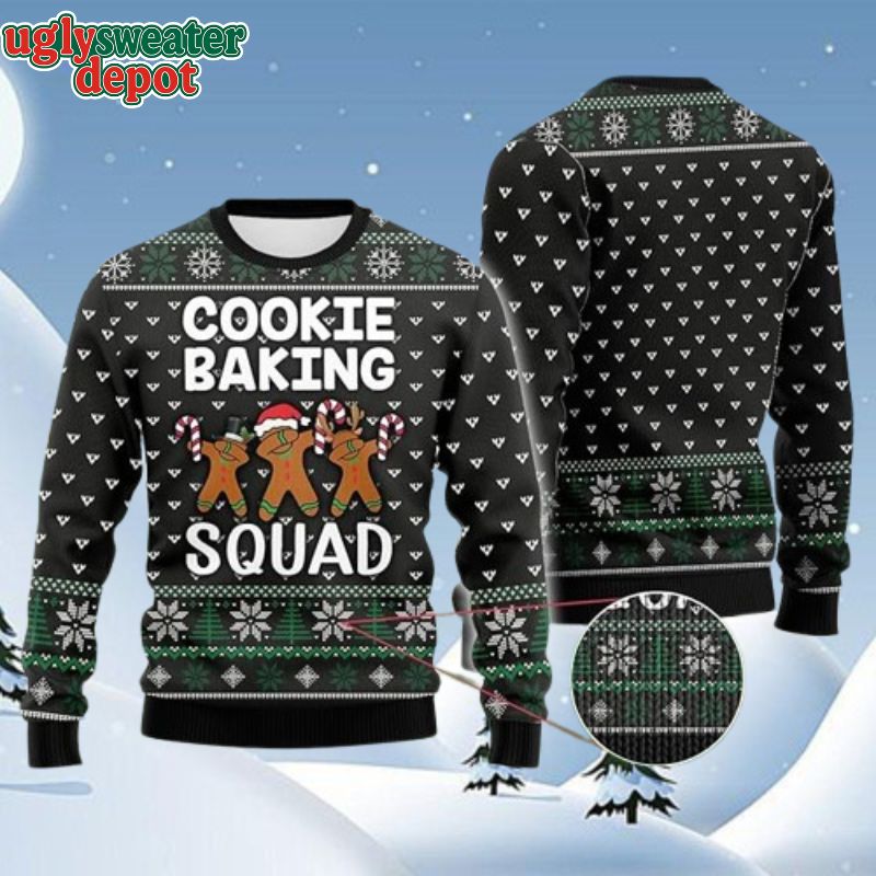 Gingerbread Cookie Baking Squad Ugly Christmas Sweater
