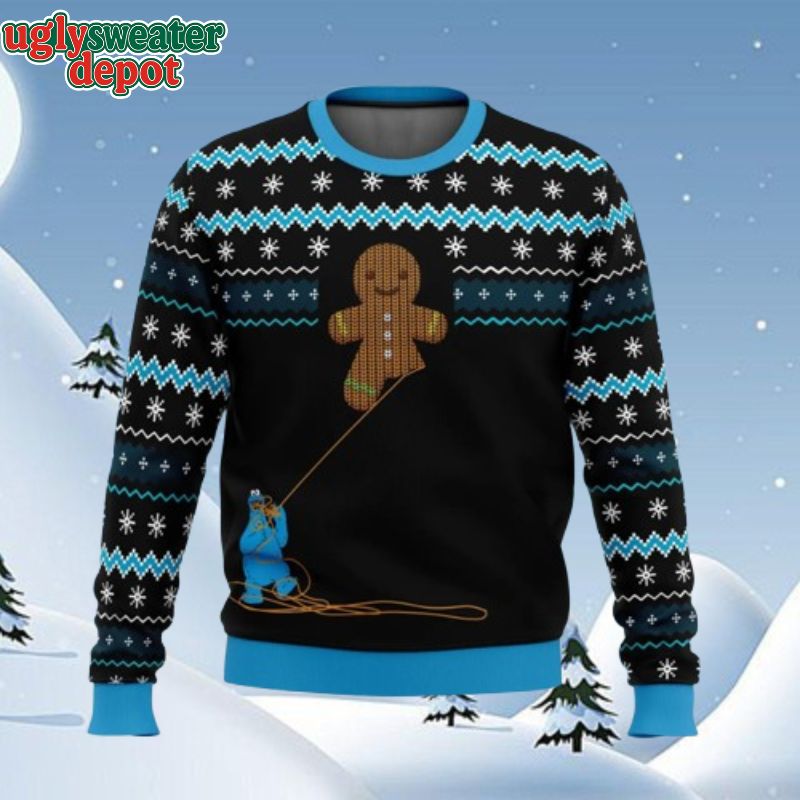 Gingerbread Cookie Monster Ugly Christmas Sweater