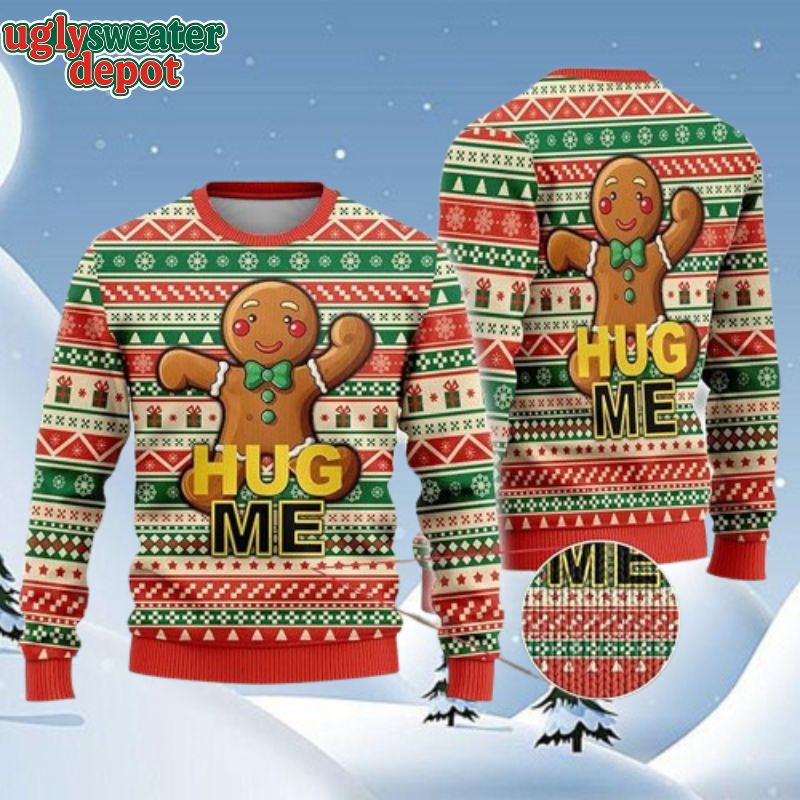 Gingerbread Hug Me Ugly Christmas Sweater