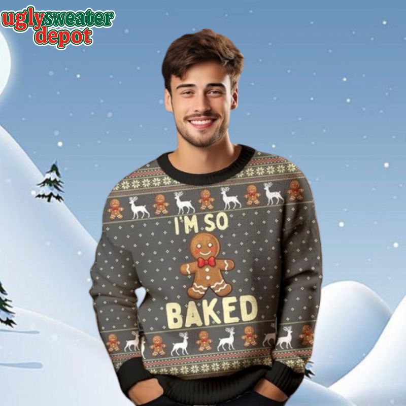 Gingerbread I’m So Baked Ugly Christmas Sweater
