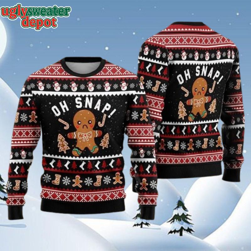 Gingerbread Oh Snap Ugly Christmas Sweater