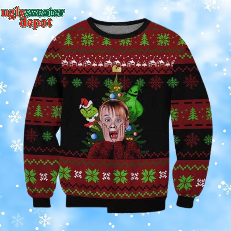 Home Alone X Grinch Knitting Ugly Christmas Sweater