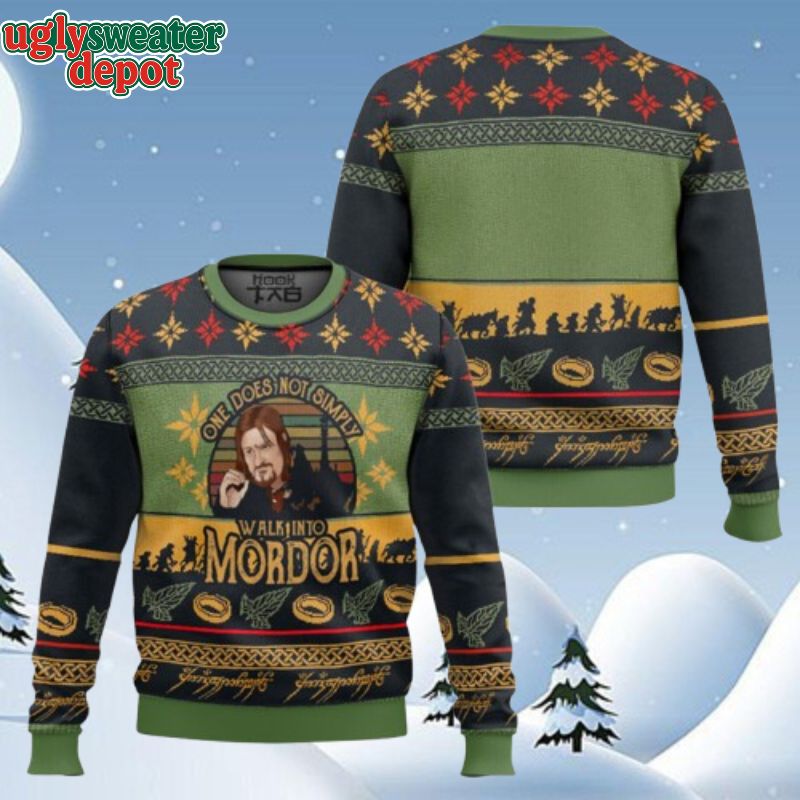 Lord Of The Rings Boromir One Does Not Simply Walk Into Mordor Ugly Christmas Sweater