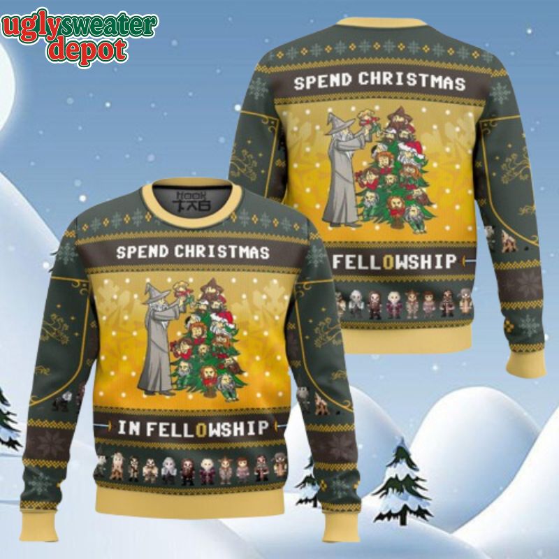 Lord Of The Rings Spend Christmas In Fellowship Christmas Tree Decor Ugly Sweater