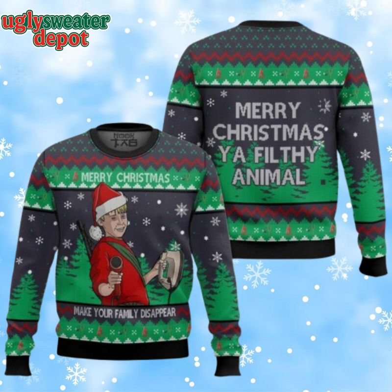 Make Your Family Disappear Home Alone Ugly Christmas Sweater