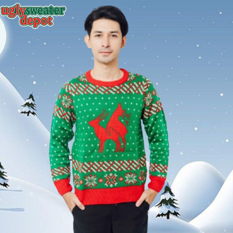 Naughty Couple Reindeer Ugly Christmas Sweater