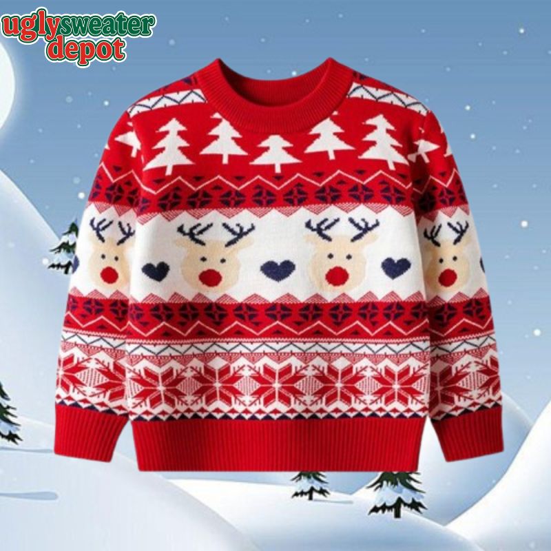 Red Nose Reindeer Wonderland Ugly Christmas Sweaters