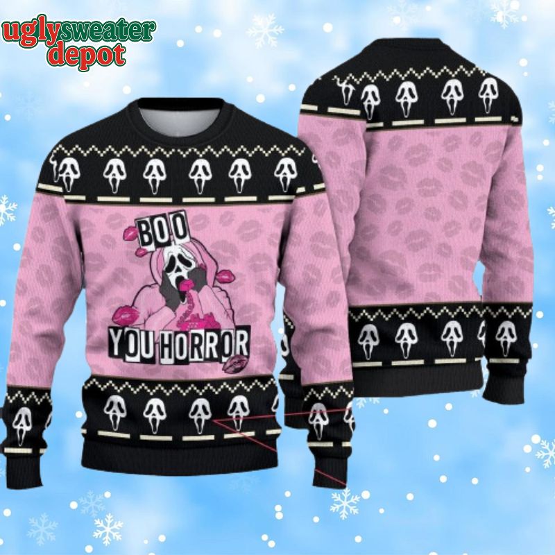 Scream Ghostface Boo You Horror Ugly Christmas Sweater