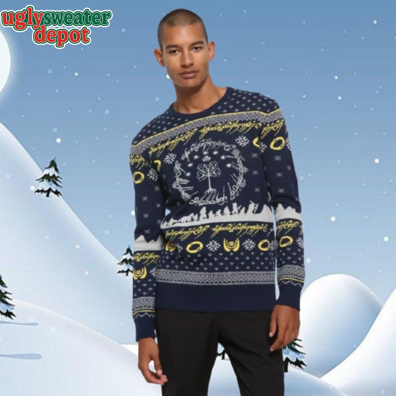 The Ring Lord Text LOTR Ugly Christmas Sweater