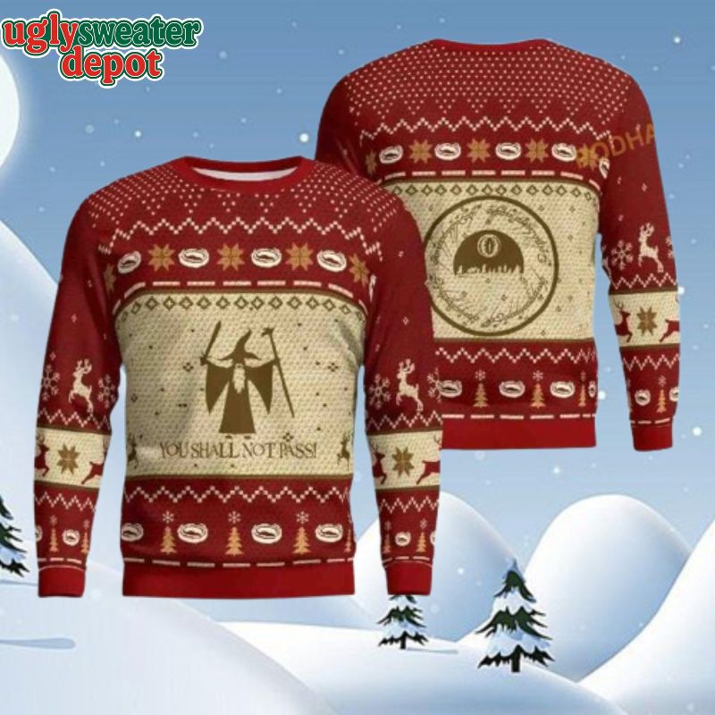 You Shall Not Pass Lord Of The Rings Gandalf Ugly Christmas Sweater