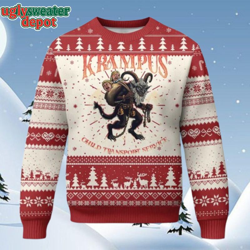 Children Crying Krampus Child Transport Service Ugly Christmas Sweater