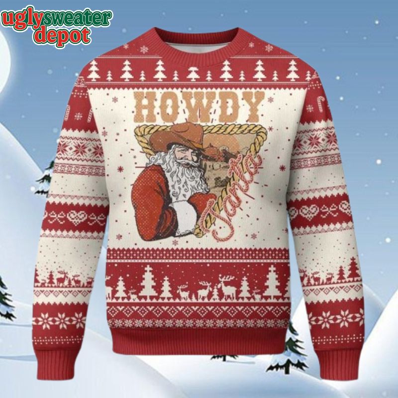 Cowboy Howdy Santa Ugly Christmas Sweater