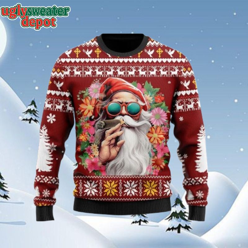 Funny Santa Smoking Ugly Christmas Sweater