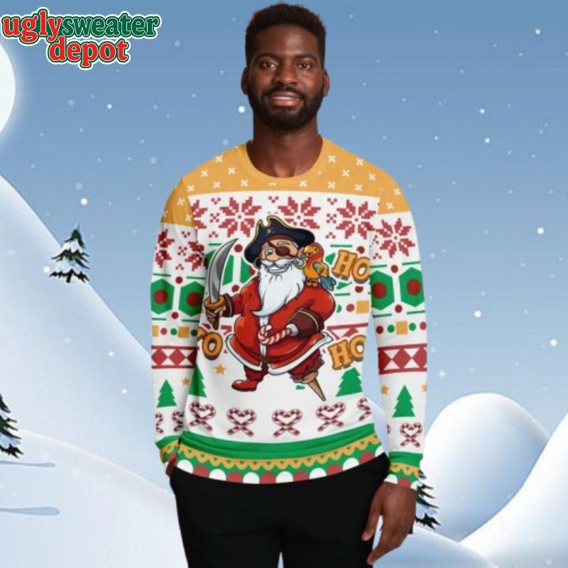 Funny The Pirate Santa Hohoho Christmas Ugly Sweater