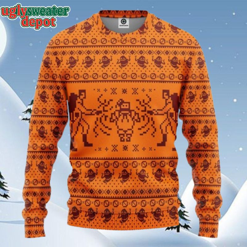 Ghostbusters 2D Pattern Orange Theme Ugly Christmas Sweater