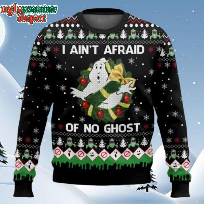 Ghostbusters Afraid Of No Ghost Ugly Christmas Sweater