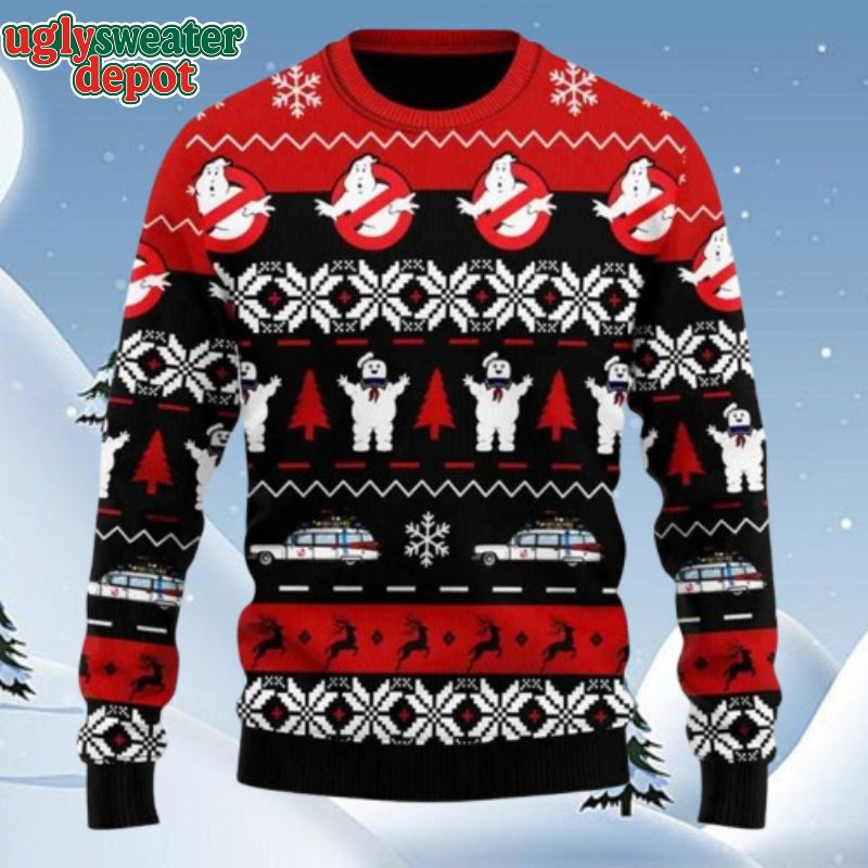 Ghostbusters Christmas Pattern Knitting Ugly Christmas Sweater