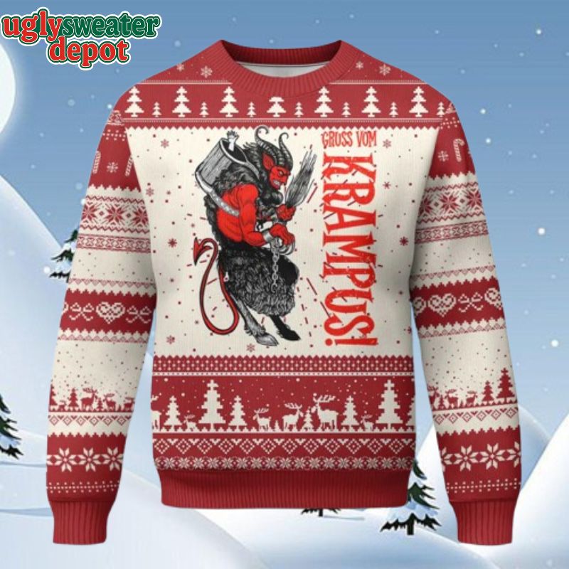 Gruss Vom Krampus Horror Xmas Ugly Christmas Sweater