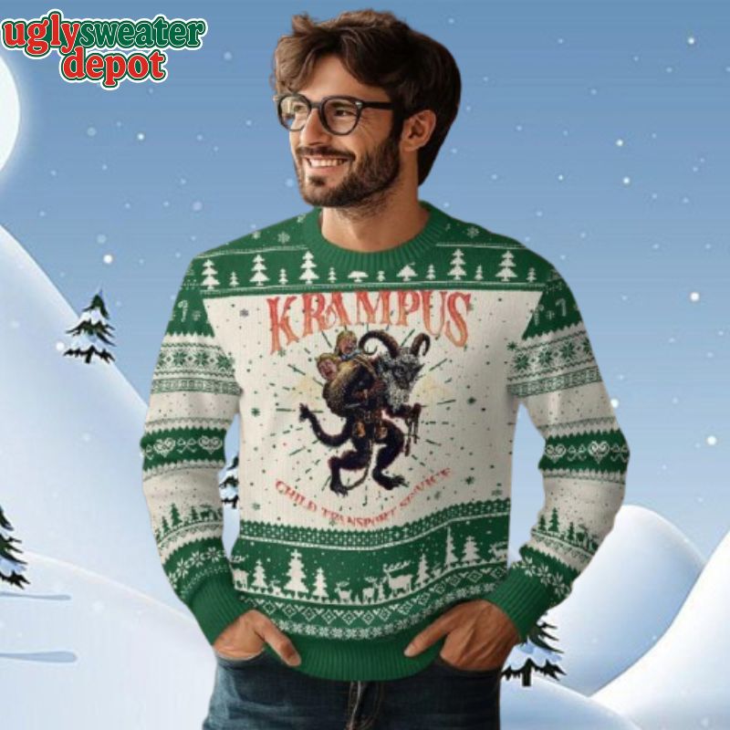 Krampus Child Transport Service Spooky Ugly Christmas Sweater