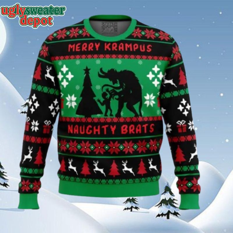 Merry Krampus Xmas Naughty Brats Ugly Christmas Sweater