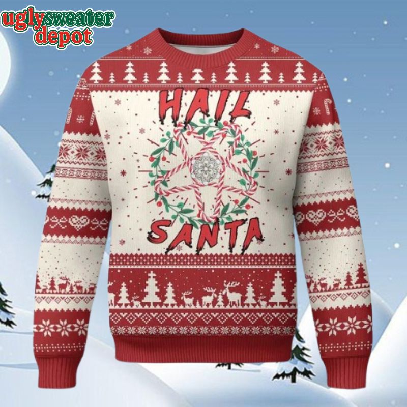 Vintage Hail Santa Ugly Christmas Sweater