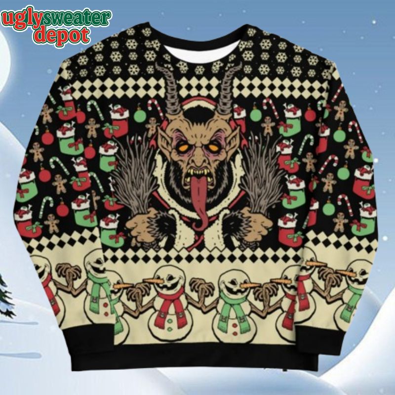 Xmas Krampus Horror Snowman Ugly Christmas Sweater