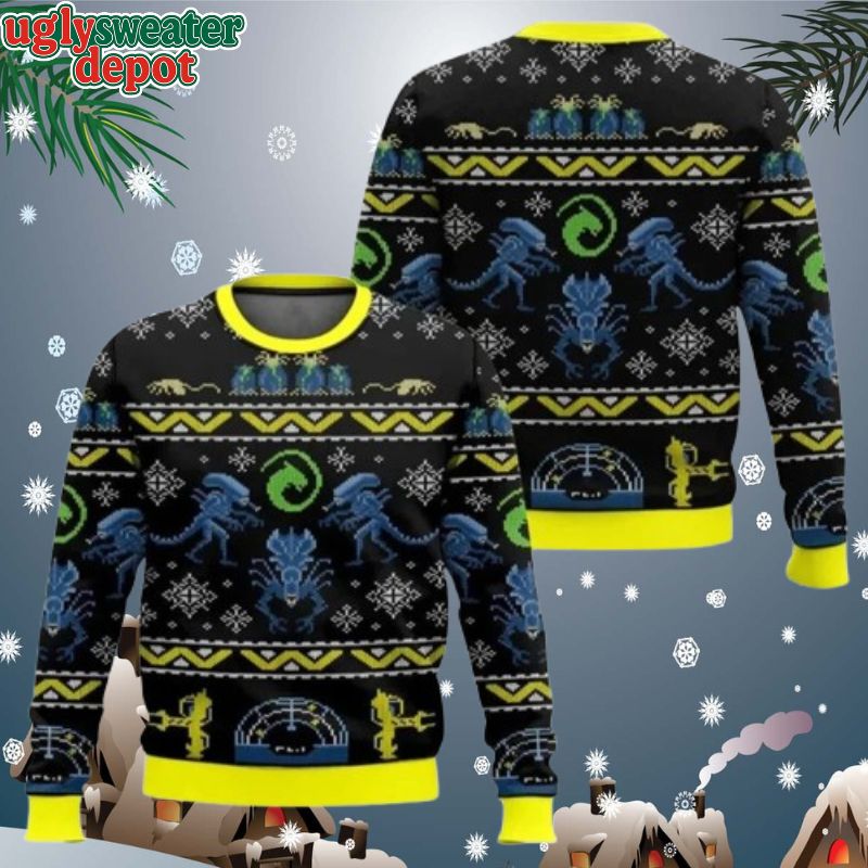 90’s Alien Xenomorph From Facehugger Christmas Ugly Sweater