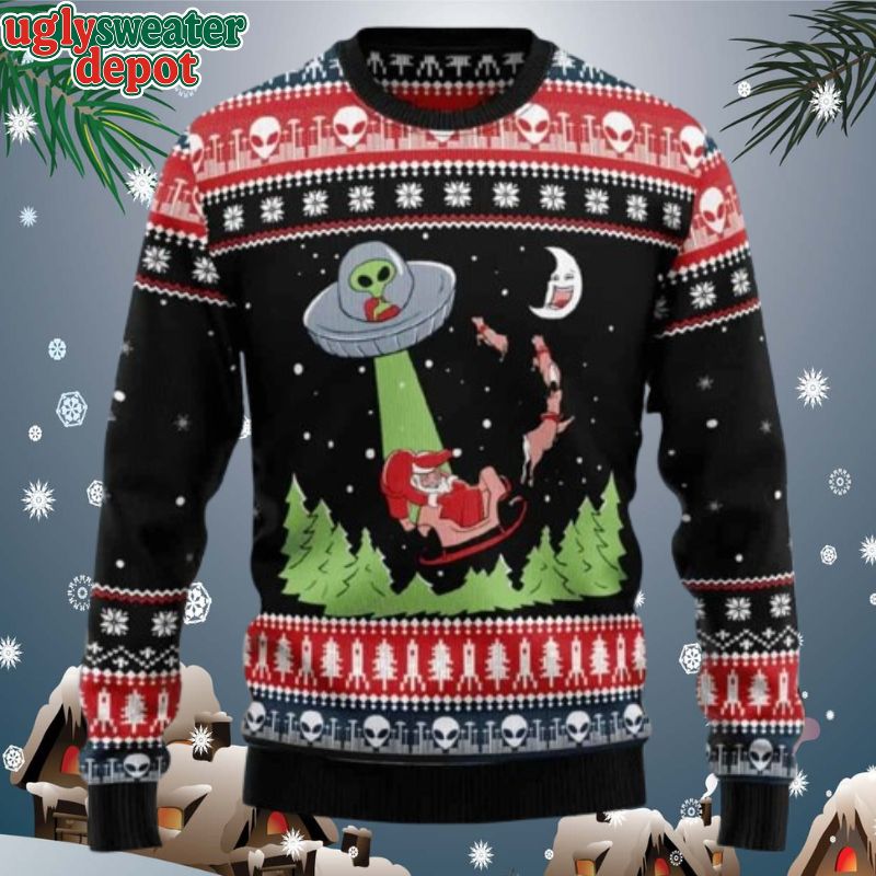 Alien Catch Santan Funny Ugly Christmas Sweater