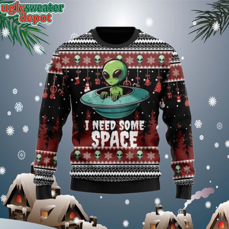 Alien I Need Some Space 3D Ugly Christmas Sweater
