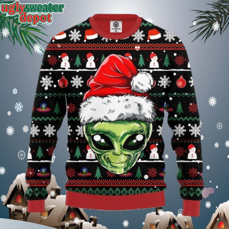 Alien Santa Hat Christmas Theme Ugly Chrismas Sweater