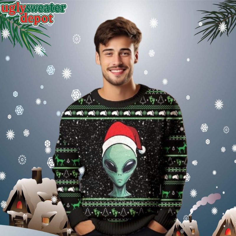 Alien Santa Hat Funny Ugly Christmas Sweater For Men And Women