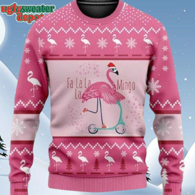 Fa La La La Mingo Flamingo Ugly Christmas Sweater