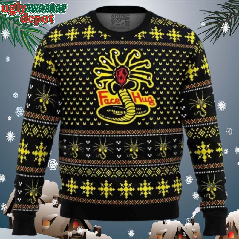 Face Hugs for Everyone Alien Facehugger Ugly Christmas Sweater