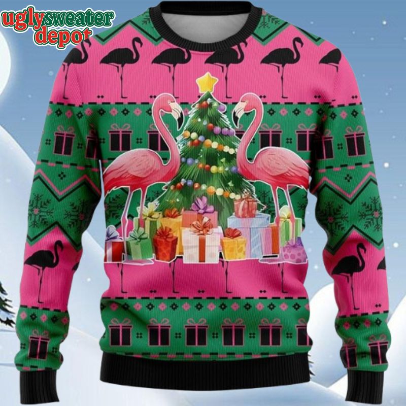 Flamingo Couple Merry Christmas Ugly Christmas Sweaters