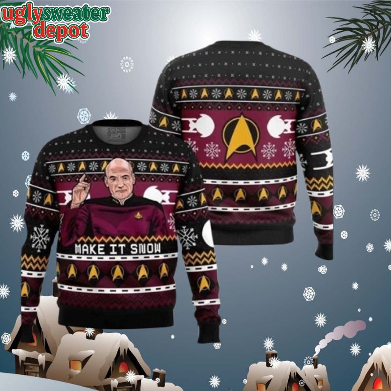 Make It Snow Christmas 2025 Holiday Star Trek Ugly Christmas Sweater