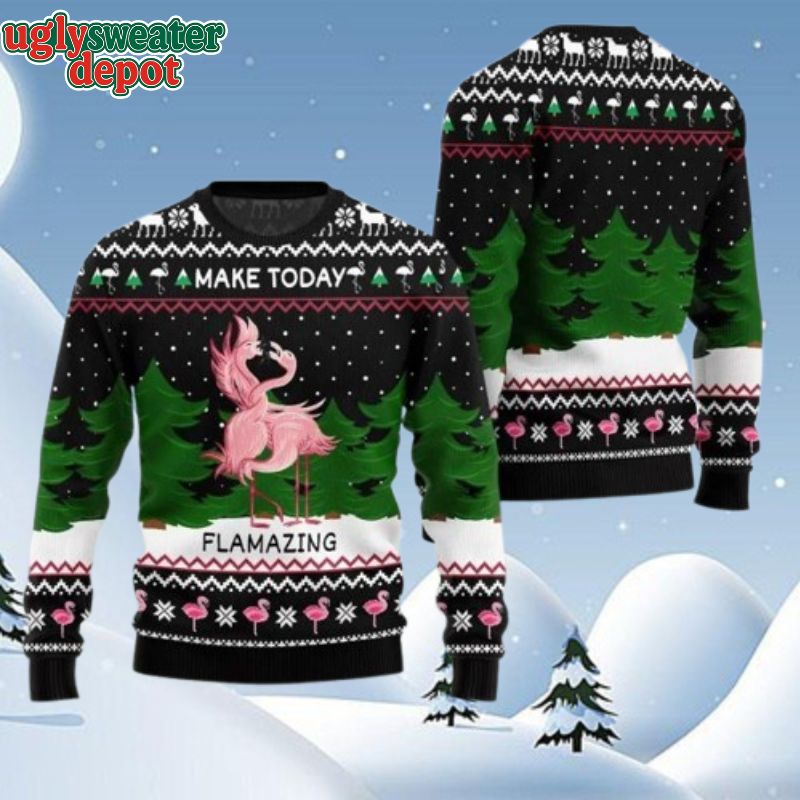 Make Today Flamazing Flamingo Ugly Christmas Sweater