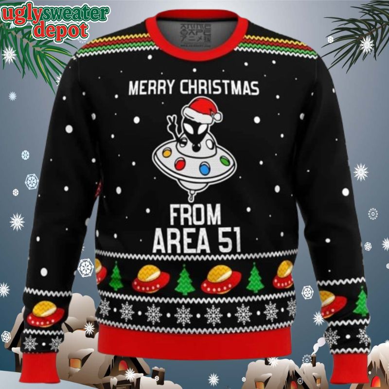 Merry Christmas From Area 51 Aliens Ugly Christmas Sweater
