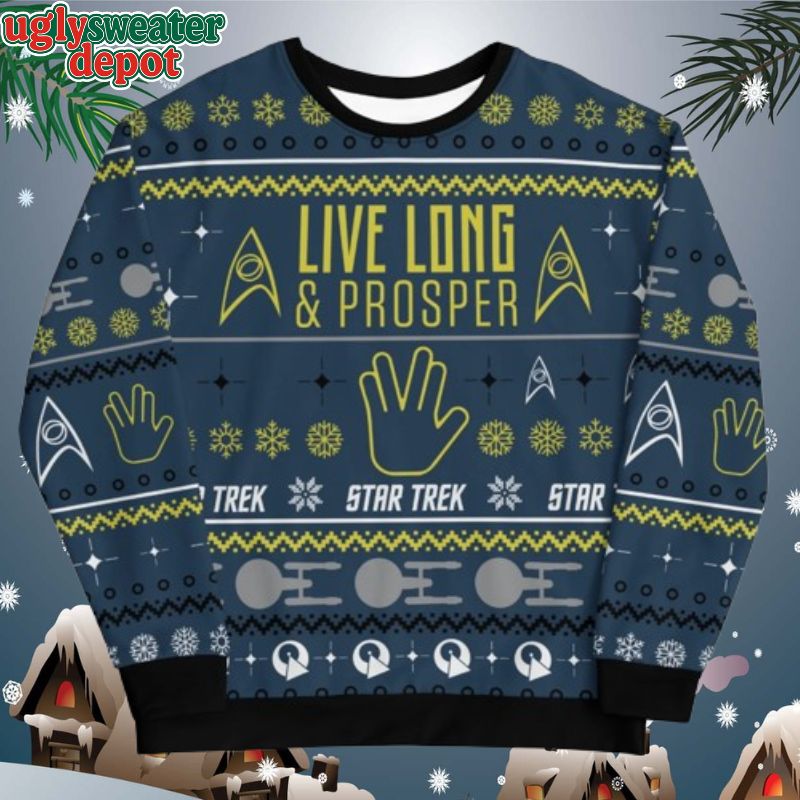 Star Trek Live Long & Prosper Holiday Knitted Ugly Christmas Sweater