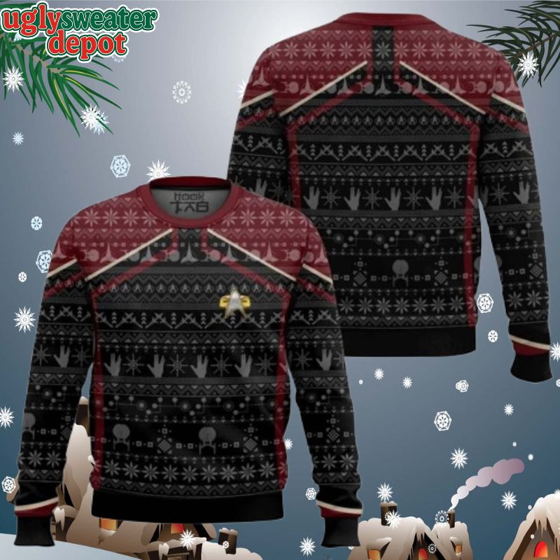 Star Trek Picard 1966 Red-Black Theme Ugly Christmas Sweater