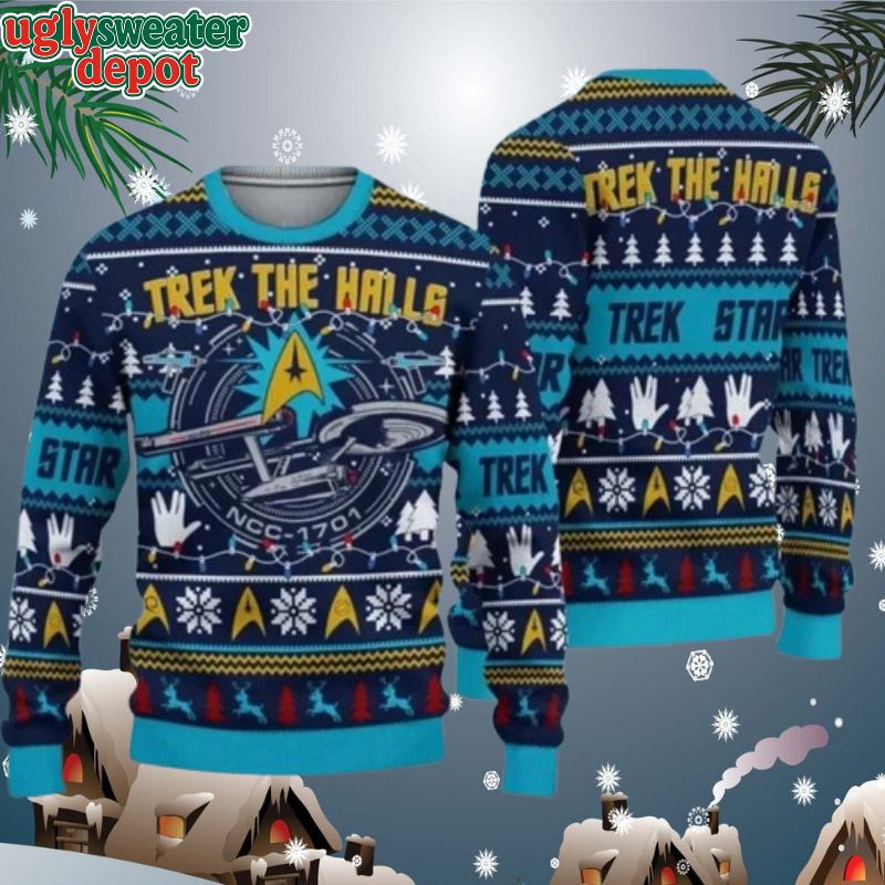 Star Trek Ugly Christmas Sweater – Trek The Halls Holiday NCC 1701 Sweater