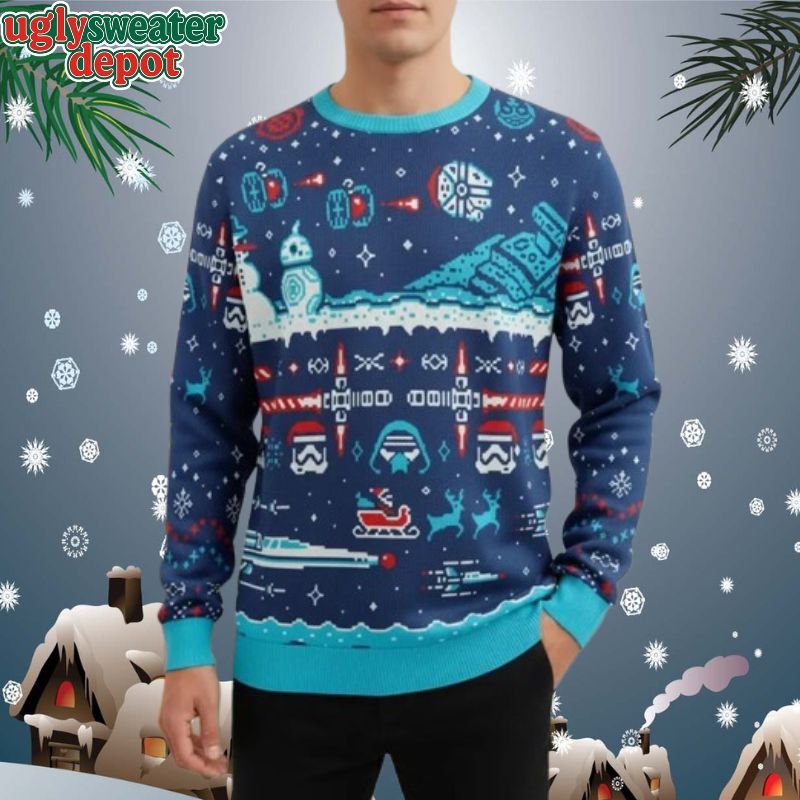 Star Wars Planet Christmas Ugly Sweater, Sci-Fi Holiday Sweater For Fan