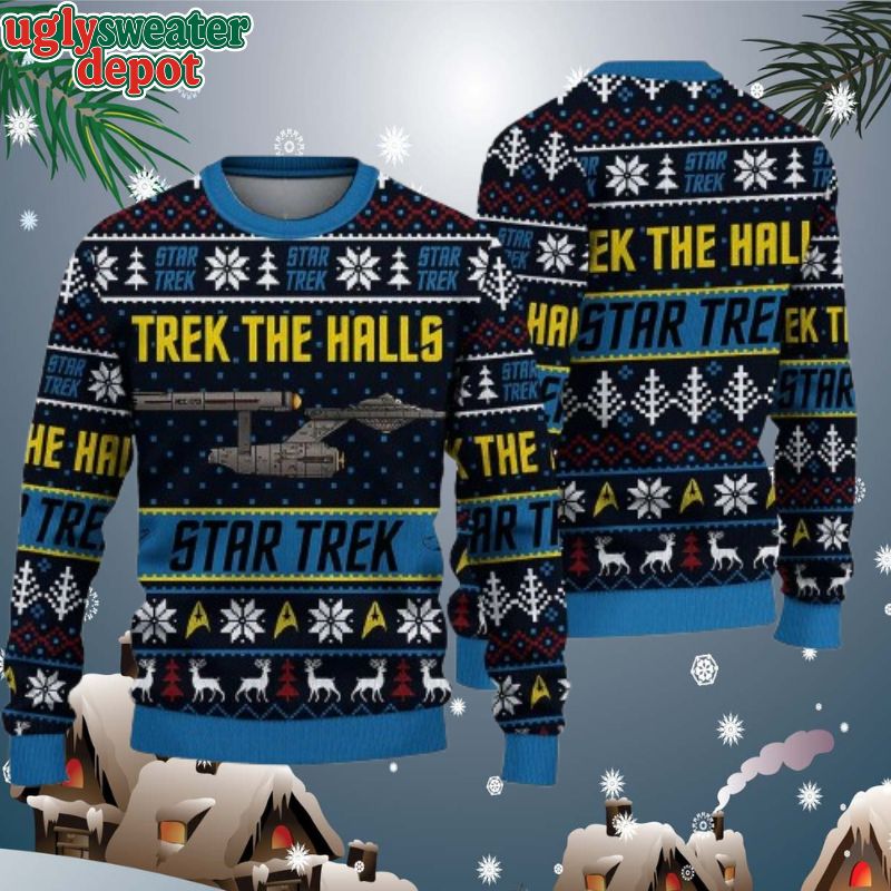 Trek The Halls Star Trek USS Enterprise Ugly Christmas Sweater
