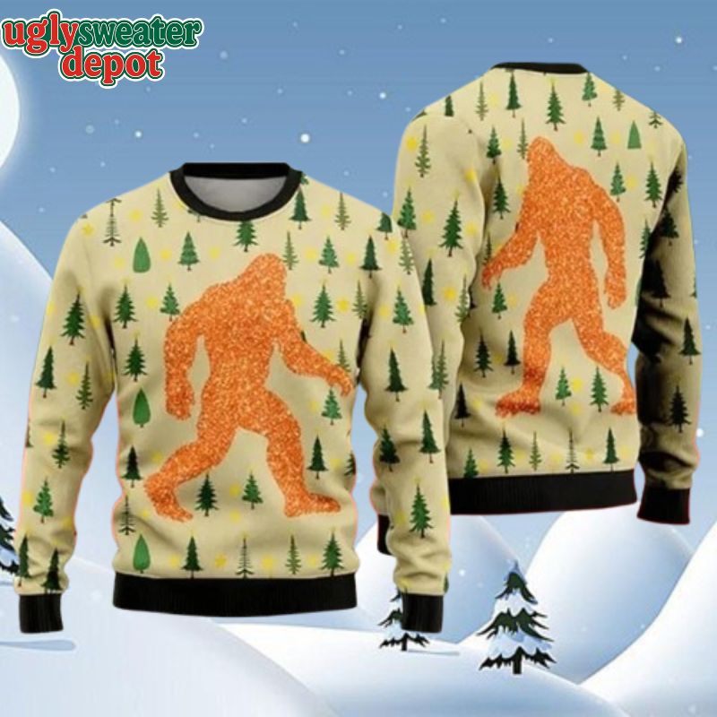 Bigfoot Glitter Sasquatch Christmas Ugly Sweater