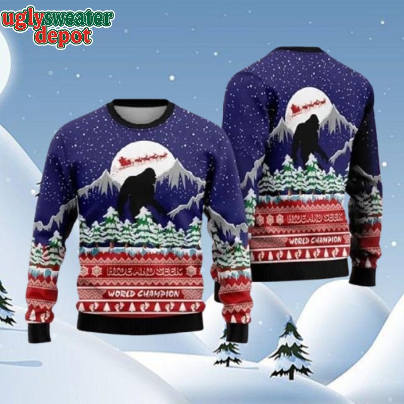 Bigfoot Hide And Seek World Champion Ugly Christmas Sweater
