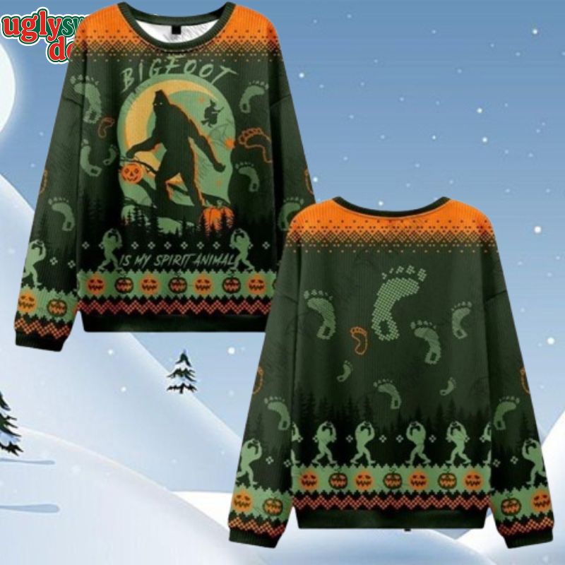 Bigfoot is My Spirit Animal Ugly Christmas Sweater