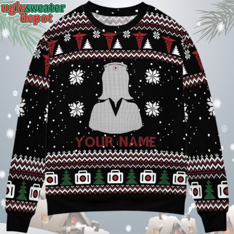 Custom Name Nurse Ugly Christmas Sweater