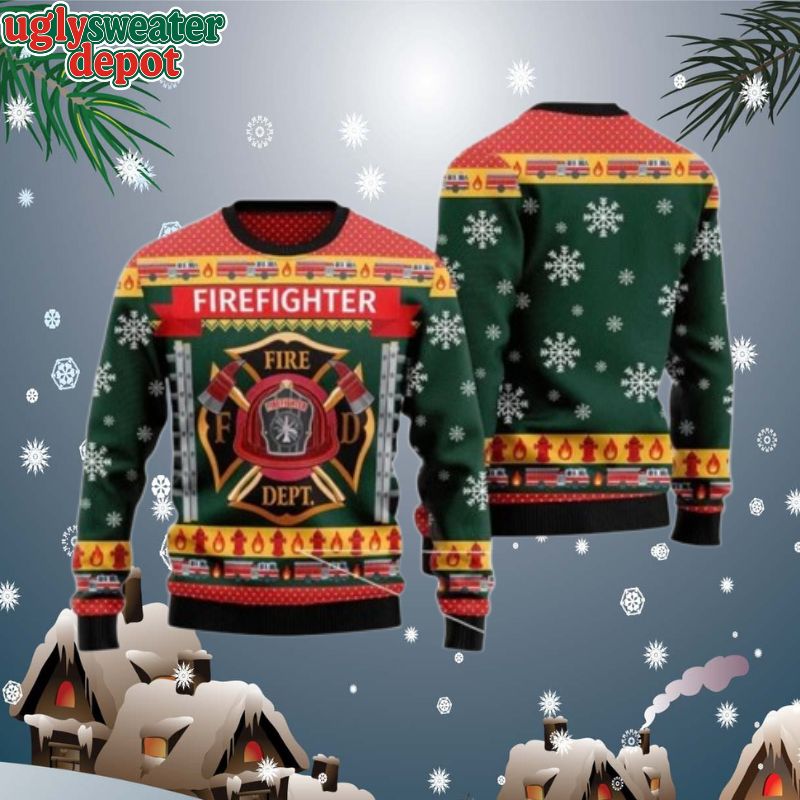 Firefighter Fire Dept Iconic Icon Ugly Christmas Sweater