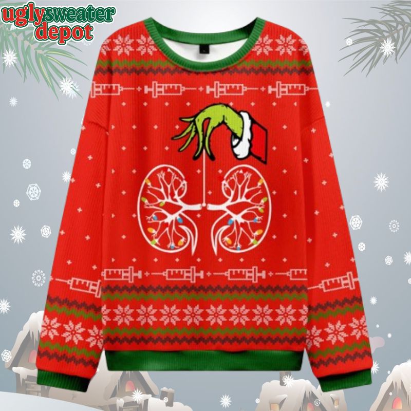 Funny Kidney With Lights Christmas Decor Nurse Ugly Knitted Sweater