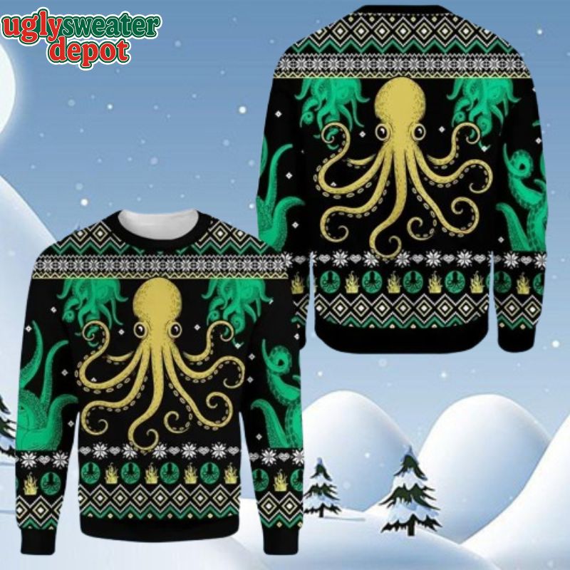 Giant Octopus Deep Ocean Themed Ugly Christmas Sweater